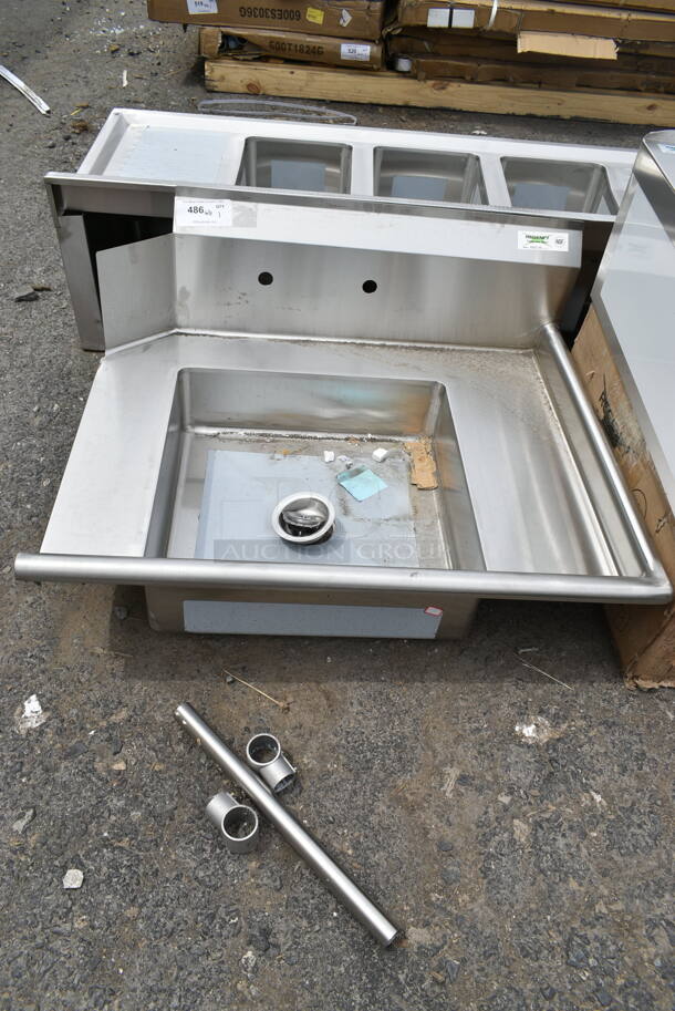 BRAND NEW SCRATCH AND DENT! Regency 600DDT36R 16 Gauge 3' Soiled / Dirty Dish Table - Right Drainboard. No Legs.  - Image 3 of 6