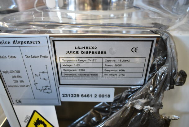 BRAND NEW! Vevor LSJ18LX2 Metal Commercial Countertop 2 Hopper Refrigerated Beverage Machine. 110 Volts, 1 Phase. Tested and Working! - Image 7 of 7