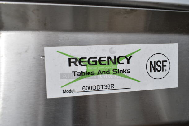 BRAND NEW SCRATCH AND DENT! Regency 600DDT36R 16 Gauge 3' Soiled / Dirty Dish Table - Right Drainboard. No Legs.  - Image 6 of 6