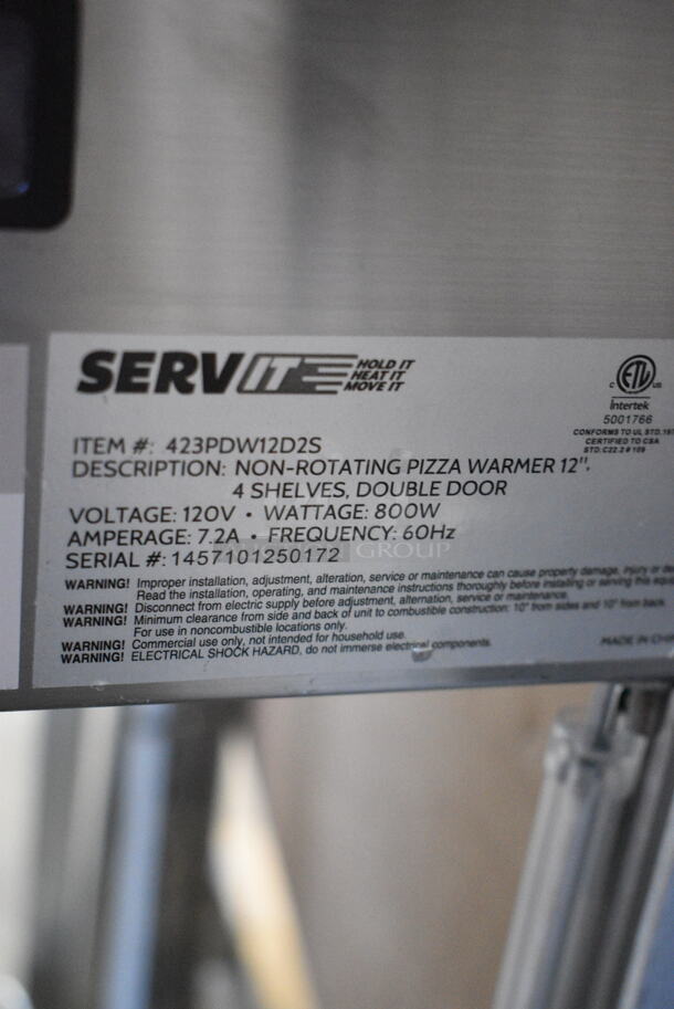 BRAND NEW SCRATCH AND DENT! ServIt 423PDW12D2S Stainless Steel Commercial Countertop 12" Self-Service Countertop Display Warmer with 4 Shelves. See Pictures for Broken / Missing Glass Panes. Tested and Working! - Image 7 of 7