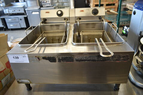 APW Wyott EF-30NT Stainless Steel Commercial Countertop Electric Powered 2 Bay Fryer. 208/240 Volts. 