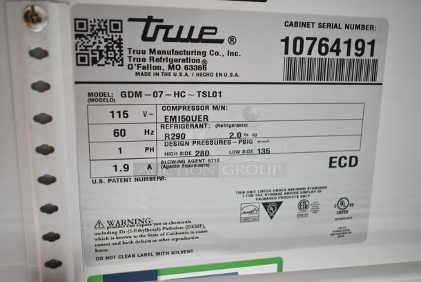 BRAND NEW SCRATCH AND DENT! 2024 True GDM-49F-HC Metal Commercial Single Door Mini Cooler Merchandiser w/ Poly Coated Racks. 115 Volts, 1 Phase. Tested and Working! - Image 5 of 5