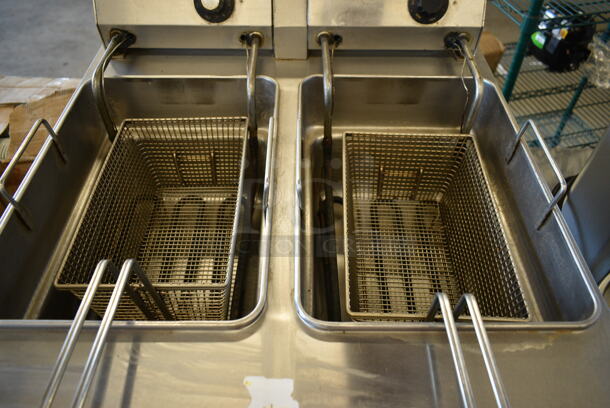 APW Wyott EF-30NT Stainless Steel Commercial Countertop Electric Powered 2 Bay Fryer. 208/240 Volts.  - Image 2 of 5
