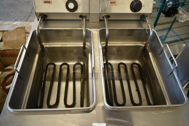 APW Wyott EF-30NT Stainless Steel Commercial Countertop Electric Powered 2 Bay Fryer. 208/240 Volts.  - Image 4 of 5
