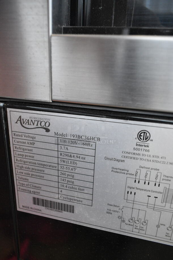 BRAND NEW SCRATCH AND DENT! Avantco 193BC36HCB Metal Commercial Floor Style Deli Display Case Merchandiser on Commercial Casters. 110-120 Volts, 1 Phase. Cannot Test Due To Cut Power Cord - Image 8 of 8