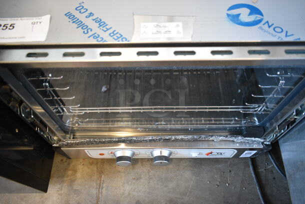 BRAND NEW SCRATCH AND DENT! Cooking Performance Group CPG 351COHT3A Stainless Steel Commercial Electric Thermostatic Countertop 3 Tray Half Size Convection Oven with Steam Injection. See Pictures For Broken Glass. 120 Volts, 1 Phase. Tested and Working! - Image 3 of 5