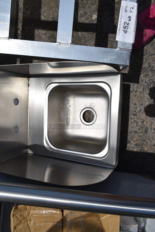 BRAND NEW SCRATCH AND DENT! Steelton 522HS1216S 12" x 16" Wall Mounted Hand Sink with Side Splashes. No Faucet/Handles. - Image 3 of 4