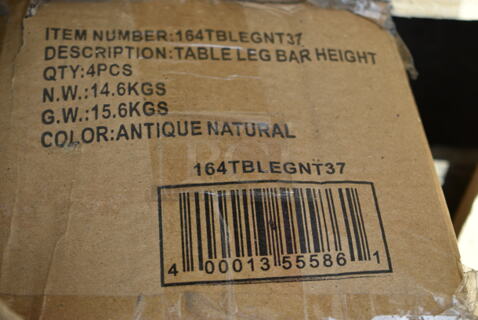 Box of 4 BRAND NEW SCRATCH AND DENT! Lancaster Table & Seating 164TBLEGNT37 Table Leg Bar Height. 