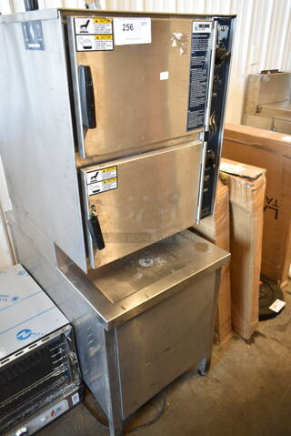 Groen HyPer Steam HY-6G Stainless Steel Commercial Propane Gas Powered 2 Deck Steam Cabinet. 90,000 BTU