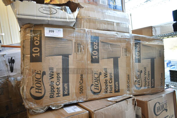 PALLET LOT of 27 BRAND NEW Boxes Including 3 Box 50010RIPKRPE Choice 10 oz. Double Wall Ripple Kraft Paper Hot Cup - 500/Case, 500COLLAR Choice 10-24 oz. Printed Coffee Cup Sleeve / Jacket / Clutch - 1200/Case, 3 Box Corrugated 12" White Circles, 127RD32COMBO Choice 32 oz. Customizable Microwavable Clear Round Deli Container and Lid Combo Pack - 250/Case, 5002DNAP Choice White 2-Ply Dinner Napkin 17" x 15" - 3000/Case, 130WKFSNSPH Visions Individually Wrapped Heavy Weight White Plastic Cutlery Pack with Napkin and Salt and Pepper Packets - 500/Case, 2 Box 130WSPOON Choice Medium Weight White Plastic Teaspoon - 1000/Case, 127RD16COMBO Choice 16 oz. Customizable Microwavable Clear Round Deli Container and Lid Combo Pack - 250/Case, 127RD32COMBO Choice 32 oz. Customizable Microwavable Clear Round Deli Container and Lid Combo Pack - 250/Case, 32640237 Chicago Metallic 40237 26" x 17" Glazed Aluminized Steel Sheet Cake Pan - 1/2" Band in Rim, 274MBCKT26YL Lavex Mop Bucket, 2 Box EcoChoice 8 oz. Kraft Paper Food Cup with Vented Lid - 250/Case, 394385L Noble Products Powder-Free Disposable Latex Gloves for Foodservice - 1000/Case, 394EN503L Noble Products Powder-Free Disposable Blue Exam Grade Nitrile 4 Mil Thick Textured Gloves - Large - 1000/Case. 27 Times Your Bid! - Image 7 of 12