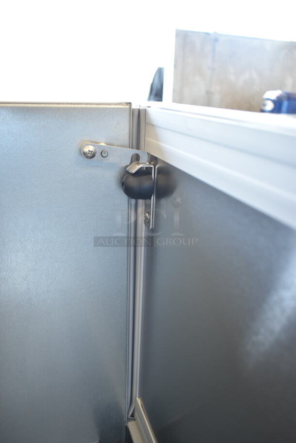 BRAND NEW SCRATCH AND DENT! Beverage Air SM58HC-W Stainless Steel Commercial 58" White 1-Sided Cold Wall Milk Cooler on Commercial Casters. 115 Volts, 1 Phase. Tested and Working! - Image 5 of 10