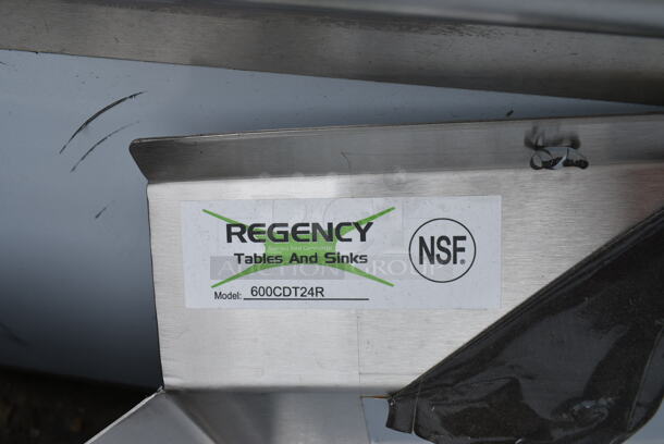 BRAND NEW SCRATCH AND DENT! Regency 600CDT24R 16 Gauge 2' Clean Dish Table - Right Drainboard. No Legs.  - Image 4 of 4