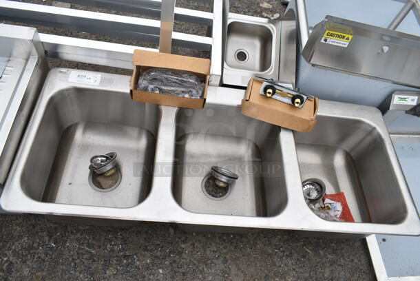 BRAND NEW SCRATCH AND DENT! Advance Tabco DI-3-1410 Stainless Steel  3 Compartment Drop-In Sink - 16" x 14" x 10" Bowls  - Image 2 of 10