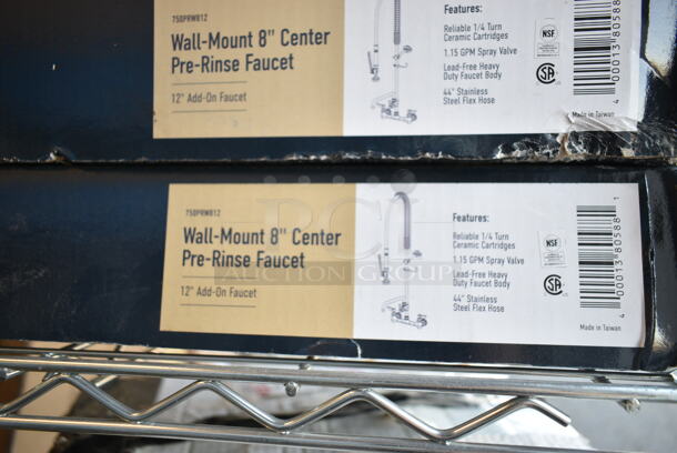 BRAND NEW SCRATCH AND DENT! Waterloo 750PRW812 1.15 GPM Wall-Mounted Pre-Rinse Faucet with 8" Centers and 12" Add-On Faucet - Image 2 of 2