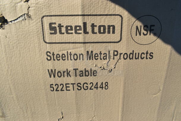 BRAND NEW SCRATCH AND DENT! Steelton 522ETSG2448 24" x 48" 18 Gauge 430 Stainless Steel Work Table with Undershelf. May Be Missing Pieces.
 - Image 2 of 2