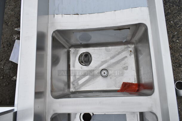 BRAND NEW SCRATCH AND DENT! Regency 600B31014219 Stainless Steel Commercial  3 Bowl Underbar Sink with Two Large Drainboards. Bays 10x14x9 - Image 5 of 9