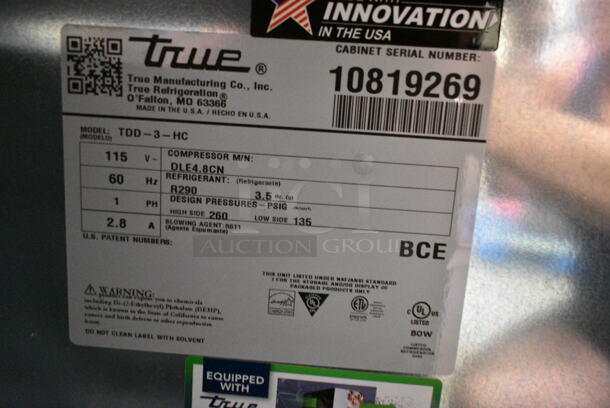 BRAND NEW SCRATCH AND DENT! 2024 True TDD-3-HC Stainless Steel Commercial Direct Draw Kegerator. 115 Volts, 1 Phase. Tested and Working! - Image 7 of 7