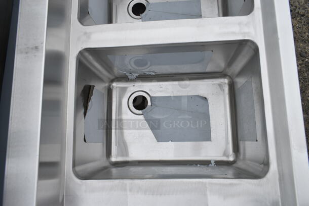 BRAND NEW SCRATCH AND DENT! Regency 600B31014219 Stainless Steel Commercial  3 Bowl Underbar Sink with Two Large Drainboards. Bays 10x14x9 - Image 7 of 9