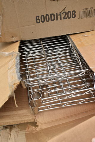 Box of 4 BRAND NEW SCRATCH AND DENT! Chrome Finish Wire Shelves