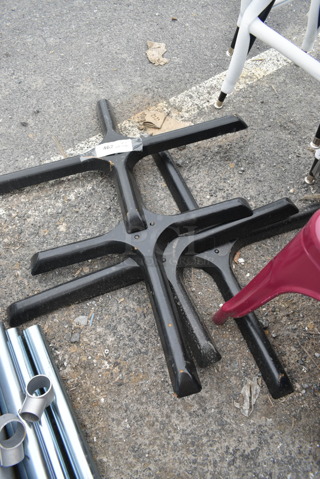 4 BRAND NEW SCRATCH AND DENT! Lancaster Table & Seating Black Metal Cross Base for Table Column. 4 Times Your Bid!