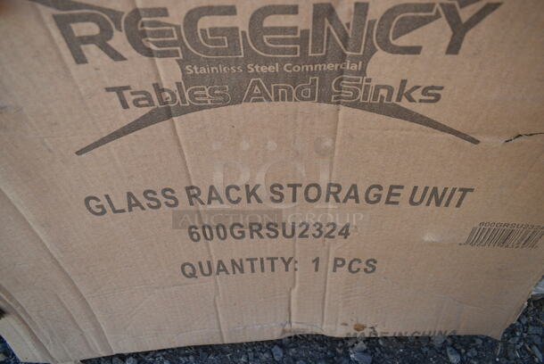 BRAND NEW SCRATCH AND DENT! Regency 600GRSU2324 Stainless Steel Flat Top Glass Rack Storage Unit - 23" x 24". May Be Missing Pieces. - Image 2 of 3