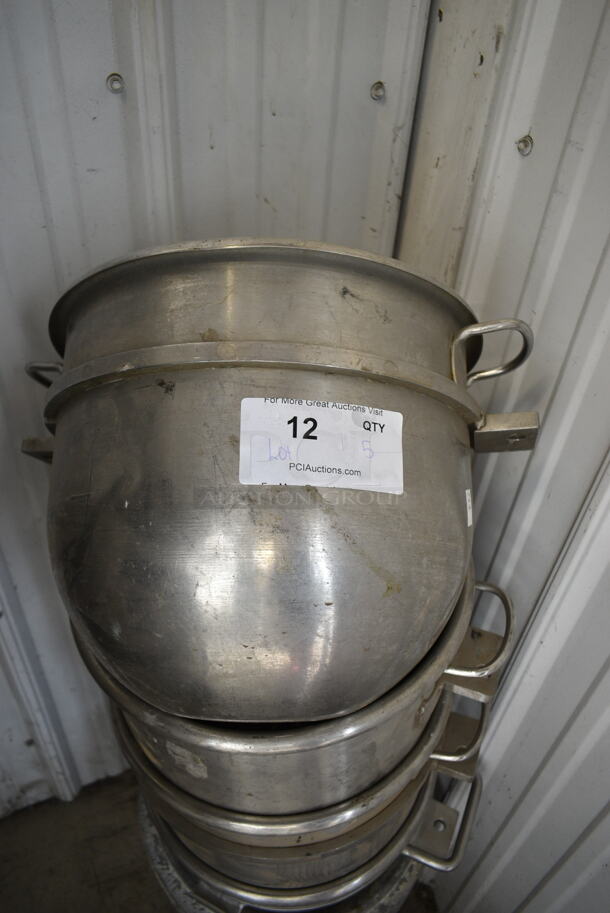 4 Hobart D20 Stainless Steel 20 Quart Mixing Bowls w 1 Bowl Dolly. 4 Times Your Bid! - Image 2 of 9