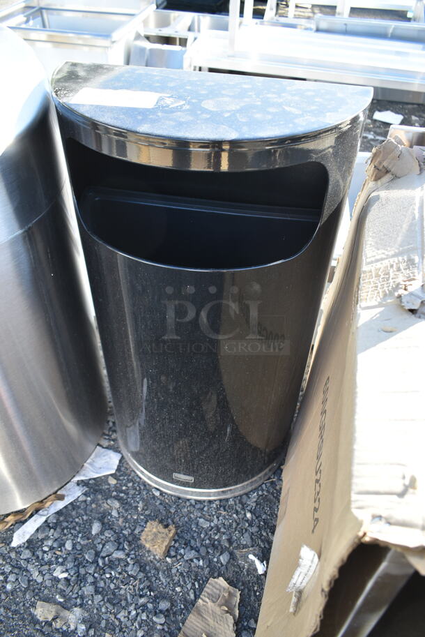 5 BRAND NEW SCRATCH AND DENT! Metal Trash Can Shells, 3 Chrome Finish and 2 Black Finish. 5 Times Your Bid! - Image 3 of 7