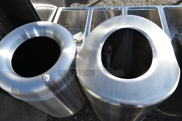 5 BRAND NEW SCRATCH AND DENT! Metal Trash Can Shells, 3 Chrome Finish and 2 Black Finish. 5 Times Your Bid! - Image 6 of 7