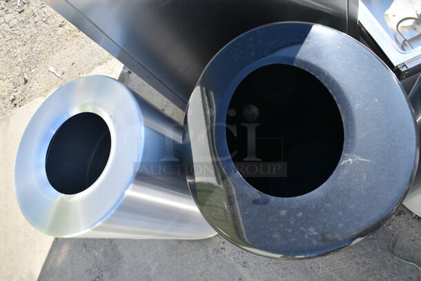 5 BRAND NEW SCRATCH AND DENT! Metal Trash Can Shells, 3 Chrome Finish and 2 Black Finish. 5 Times Your Bid! - Image 7 of 7