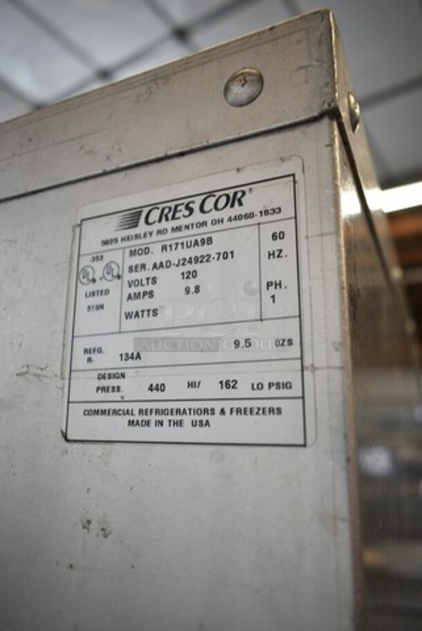 CresCor R171UA9B Metal Commercial Single Door Reach In Warming Cabinet on Commercial Casters. 120 Volts, 1 Phase. Cannot Test Due To Plug Style - Image 5 of 5