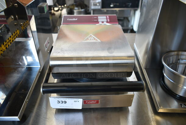 BRAND NEW SCRATCH AND DENT! 2024 Estella 348WBMP1A Stainless Steel Commercial Countertop Belgian Waffle Maker. 120 Volts, 1 Phase. Tested and Working! - Image 2 of 5
