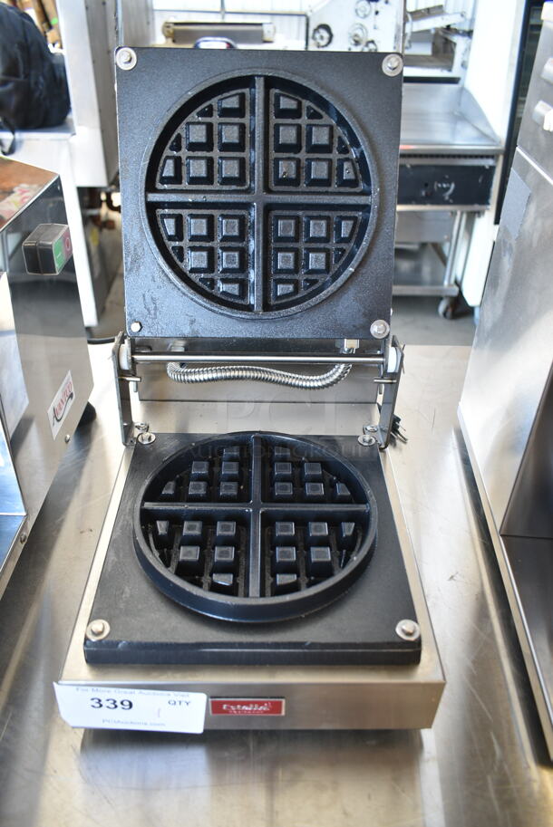 BRAND NEW SCRATCH AND DENT! 2024 Estella 348WBMP1A Stainless Steel Commercial Countertop Belgian Waffle Maker. 120 Volts, 1 Phase. Tested and Working! - Image 4 of 5