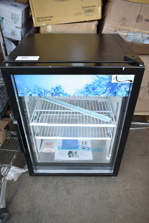 BRAND NEW SCRATCH AND DENT! Avantco CRM-5-HC Black Countertop Display Refrigerator with Swing Door - 3.9 Cu. Ft. 115 Volts, 1 Phase. Cannot Test Due To Cut Power Cord - Image 2 of 5