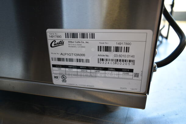 BRAND NEW SCRATCH AND DENT! Curtis ALP1GT12A000 Stainless Steel Commercial Countertop Coffee Machine w/ Hot Water Dispenser and Metal Brew Basket. 120 Volts, 1 Phase.  - Image 6 of 6