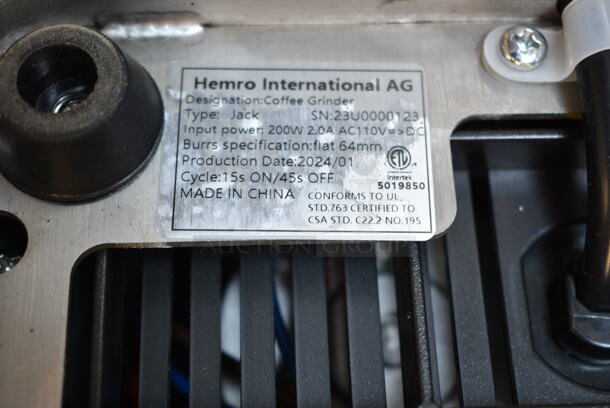 BRAND NEW SCRATCH AND DENT! 2024 Hemro MyCafe Jack Allround Metal Countertop Espresso Bean Grinder. 120 Volts, 1 Phase. Tested and Working! - Image 7 of 7
