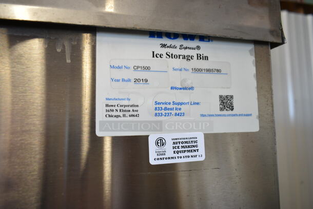 Howe 1000-SCAE Stainless Steel Commercial Ice Head on 2019 Howe CP1500 Stainless Steel Ice Bin w/ 2 Black Poly Portable Ice Bins. 120/230 Volts, 1 Phase - Image 10 of 11