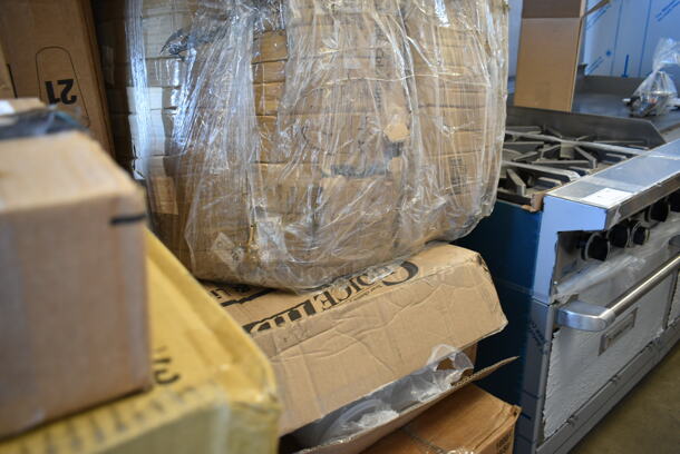 PALLET LOT of 25 BRAND NEW Boxes Including 128HD32COMBO ChoiceHD 32 oz. Microwavable Translucent Plastic Deli Container and Lid Combo Pack - 240/Case, 50016W Choice 16 oz. White Poly Paper Hot Cup - 1000/Case, CCB21 Coca-Cola 21 Ounce Cups, Nemco 77353 Divider for Ice Cream Dipper Wells - 12", 999COLLAR88R Grill Pads, 127SB32COMBO Choice 32 oz. Clear Plastic Salad Bowl with Lid - 150/Case, 966UPWIDEB OneUp by Choice White 2-Ply Wide Interfold 6 1/2" x 8 1/2" Dispenser Napkin - 6000/Case, 127SB32COMBO Choice 32 oz. Clear Plastic Salad Bowl with Lid - 150/Case, 52023 Vollrath Spatulas, 127SB18COMBO Choice 18 oz. Clear Plastic Salad Bowl with Lid - 150/Case, 130BKFKSNX500 Choice Black Extra Heavy Weight Wrapped Plastic Cutlery Pack with Napkin - 500/Case. 25 Times Your Bid! - Image 11 of 12