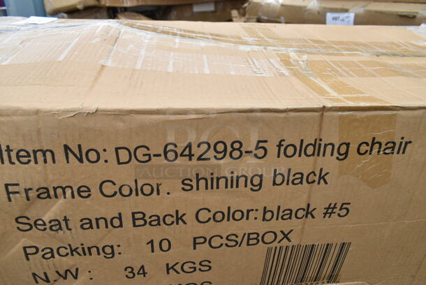 2 Boxes of 10 BRAND NEW SCRATCH AND DENT! Lancaster Table & Seating DG-64298-5 Black Plastic Fan Back Folding Chair. 2 Times Your Bid! - Image 3 of 4