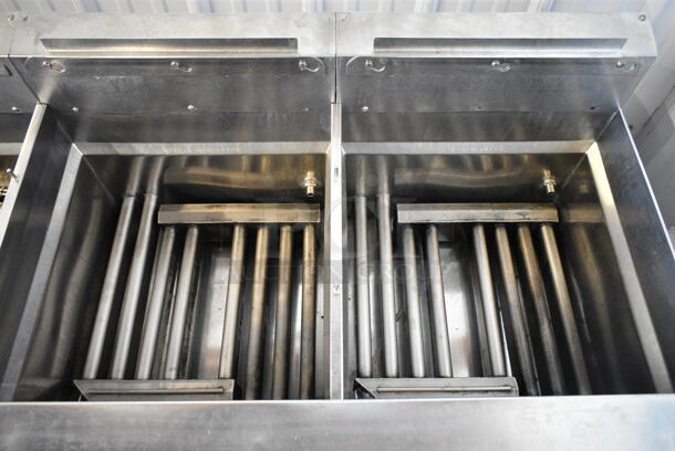 Ultrafryer PAP-2 Stainless Steel Commercial Floor Style Natural Gas Powered 4 Bay Deep Fat Fryer on Commercial Casters. 75,000 BTU.  - Image 4 of 11