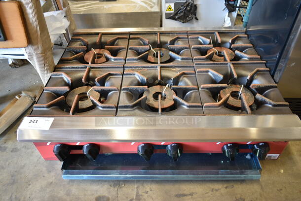 BRAND NEW SCRATCH AND DENT! 2023 Avantco 177CAGR636 Chef Series Stainless Steel Commercial 36" 6 Burner Natural Gas Powered Countertop Range. 150,000 BTU - Image 2 of 6