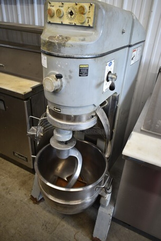Globe SP62P Metal Commercial Commercial Floor Style 60 Quart Planetary Dough Mixer w/ Stainless Steel Mixing Bowl, Bowl Guard and Dough Hook Attachment. 208 Volts, 3 Phase.  - Image 2 of 6