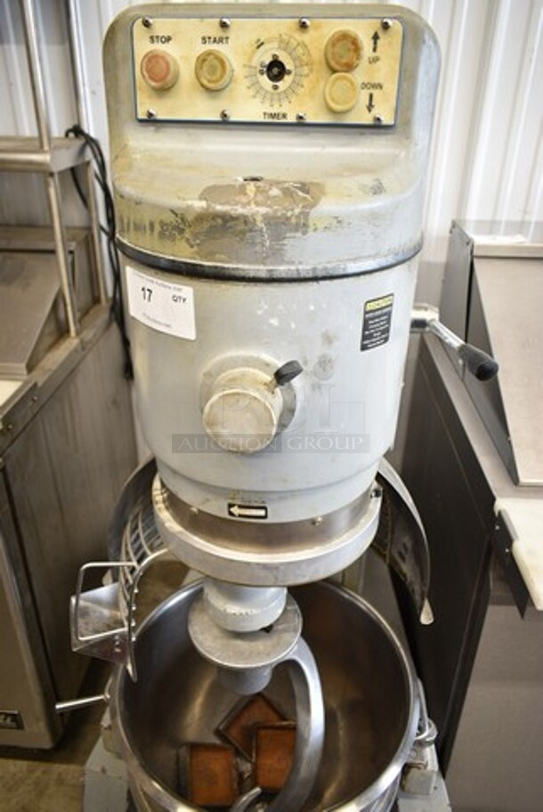 Globe SP62P Metal Commercial Commercial Floor Style 60 Quart Planetary Dough Mixer w/ Stainless Steel Mixing Bowl, Bowl Guard and Dough Hook Attachment. 208 Volts, 3 Phase.  - Image 4 of 6