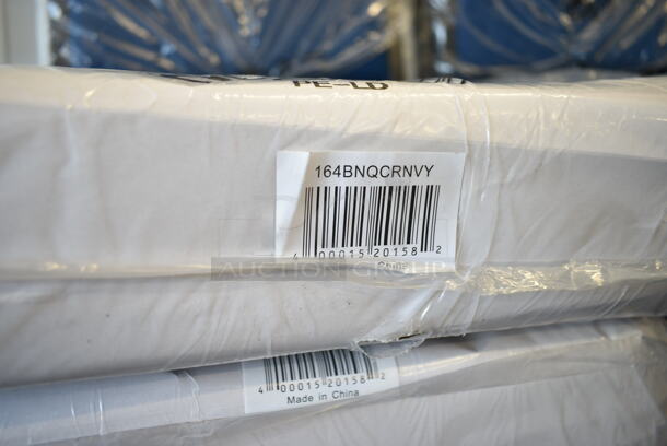 25 BRAND NEW SCRATCH AND DENT! Lancaster Table & Seating 164BNQCRNVY Navy Fabric Crown Back Stackable Banquet Chair with Silver Vein Frame. 25 Times Your Bid! - Image 5 of 5
