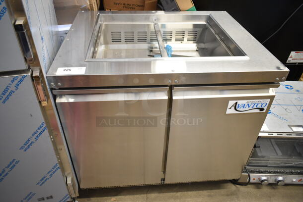 BRAND NEW SCRATCH AND DENT! 2023 Avantco 178SSCFT36HC Stainless Steel Commercial Prep Table on Commercial Casters. 115 Volts, 1 Phase. Tested and Powers On But Does Not Get Cold
 - Image 2 of 8