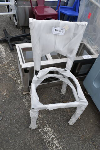 BRAND NEW SCRATCH AND DENT! Lancaster Table & Seating 164CCROSSCFR Black Metal Cross Back Dining Height Chair. 
