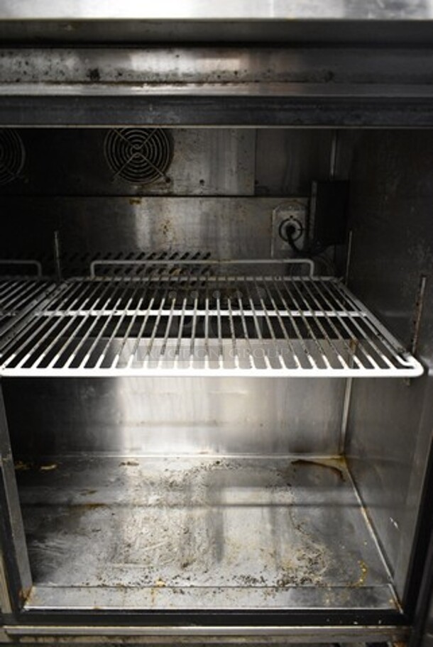 2015 Migali C-SP48-12 Stainless Steel Commercial Sandwich Salad Prep Table Bain Marie Mega Top w/ 2 Tier Over Shelf on Commercial Casters. 115 Volts, 1 Phase. Tested and Working! - Image 3 of 5