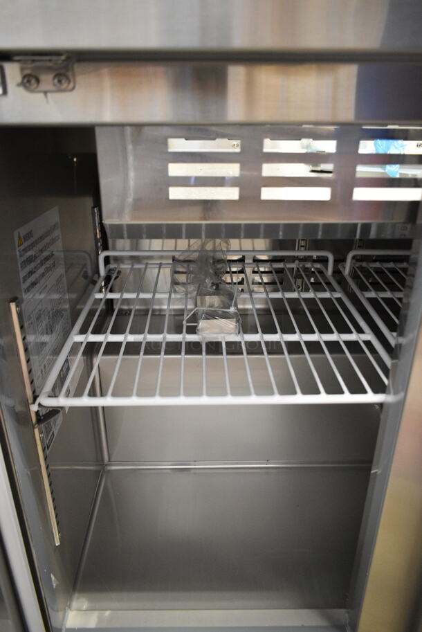 BRAND NEW SCRATCH AND DENT! 2023 Avantco 178SSCFT36HC Stainless Steel Commercial Prep Table on Commercial Casters. 115 Volts, 1 Phase. Tested and Powers On But Does Not Get Cold
 - Image 5 of 8