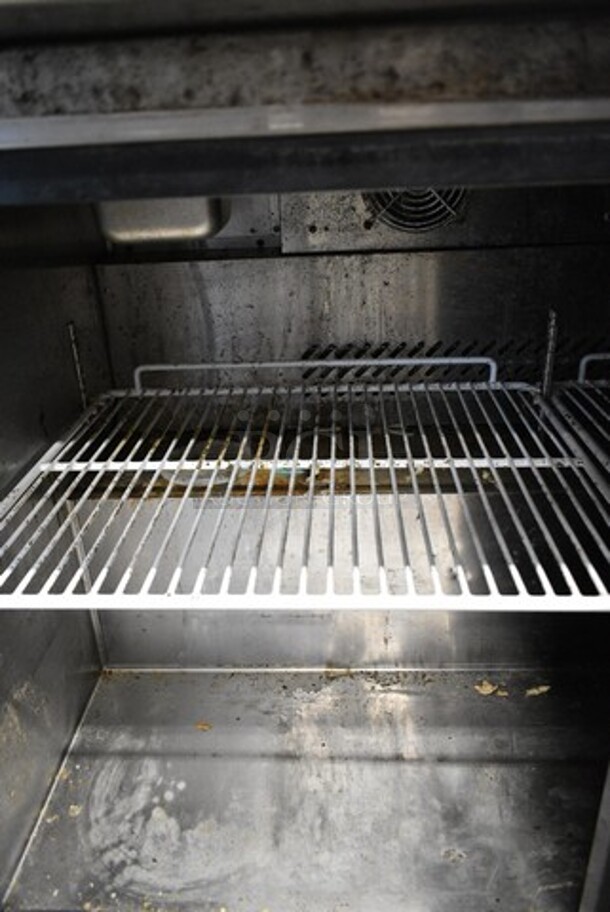 2015 Migali C-SP48-12 Stainless Steel Commercial Sandwich Salad Prep Table Bain Marie Mega Top w/ 2 Tier Over Shelf on Commercial Casters. 115 Volts, 1 Phase. Tested and Working! - Image 4 of 5