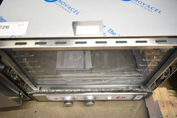 BRAND NEW SCRATCH AND DENT! Cooking Performance Group CPG 351COHT3A Stainless Steel Commercial Electric Thermostatic Countertop 3 Tray Half Size Convection Oven with Steam Injection. See Pictures For Broken Glass. 120 Volts, 1 Phase. Tested and Working! - Image 3 of 5