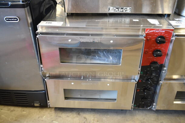 BRAND NEW SCRATCH AND DENT! 2023 Crosson CPO-320 Stainless Steel Commercial Countertop Electric Powered 2 Deck Pizza Oven w/ Cooking Stones; 1 Broken. 120 Volts, 1 Phase. - Image 2 of 7